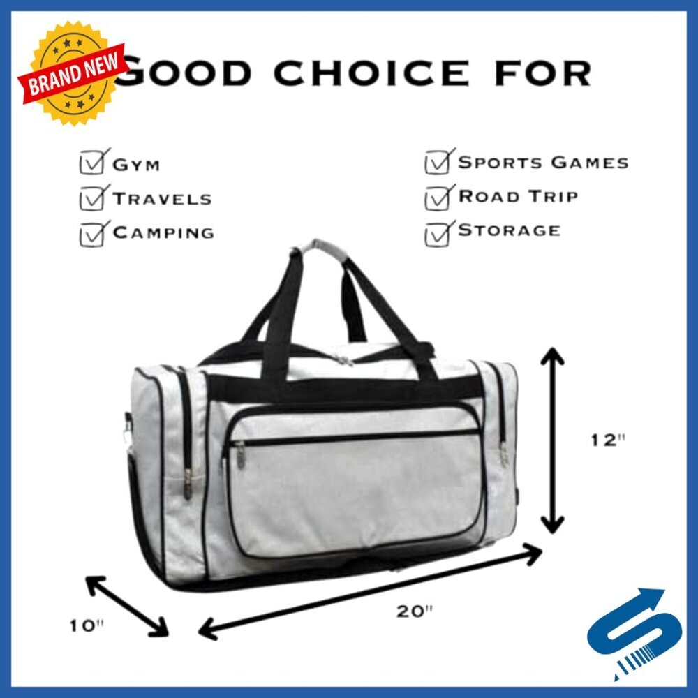 Glitter Canvas Weekender Overnight Travel Duffle Bag Adjustable Strap - Picture 3 of 6